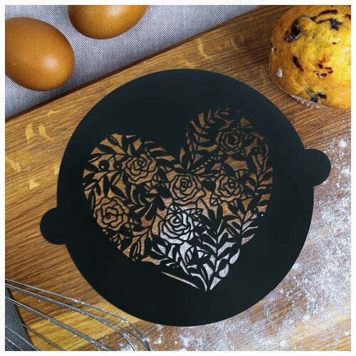 Трафарет для выпечки «Сердце», 19 × 22 см форма для декорирования тортов и выпечки apollo genio cafeteria 20 см пластик