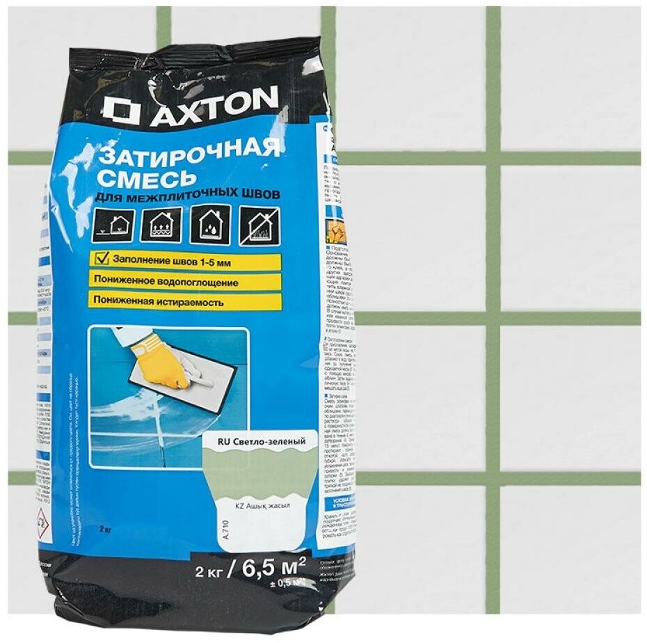фото Затирка цементная Axton А.710 цвет светло-зелёный 2 кг