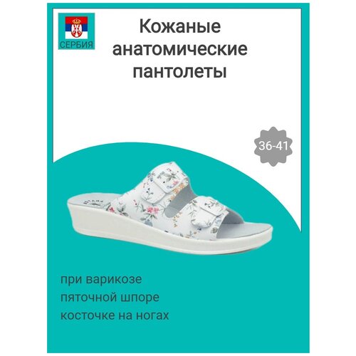 Сабо женские из натуральной кожи, ортопедические Fratelli Babb D-01 цветочный принт размер 41