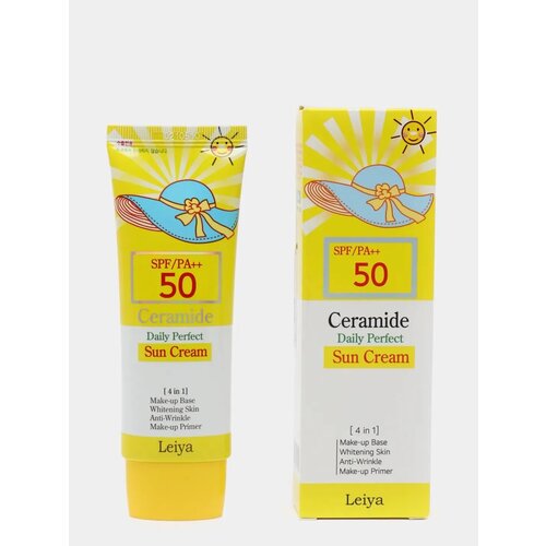 Солнцезащитный крем для лица с керамидами Leiya, SPF 50/PA++