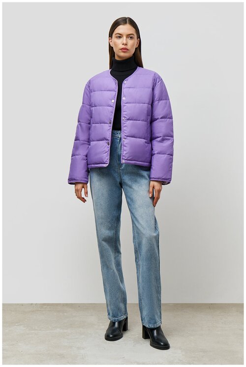 Куртка  Baon, женская, демисезон/лето, укороченная, силуэт свободный, быстросохнущая, ветрозащитная, без капюшона, водонепроницаемая, карманы, размер 42, фиолетовый