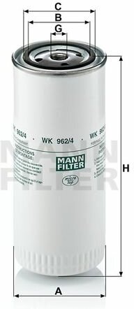 Топливный фильтр MANN-FILTER WK962/4