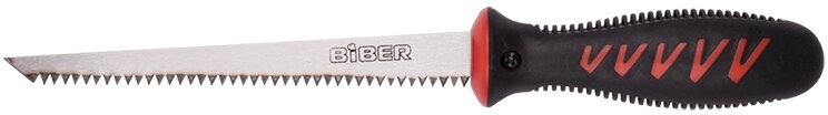 Бибер 85692 Ножовка по гипсокартону средний зуб, обрезин. рукоятка "Профи" 150мм (15/90)