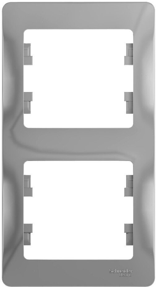 Рамка 2-ая, вертикальная Glossa Schneider Electric, Алюминий (комплект из 2 шт)