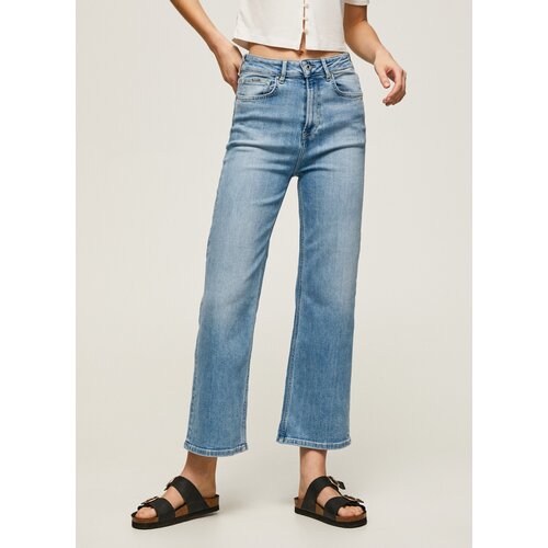 Джинсы  Pepe Jeans, прямые, завышенная посадка, стрейч, размер 30, голубой