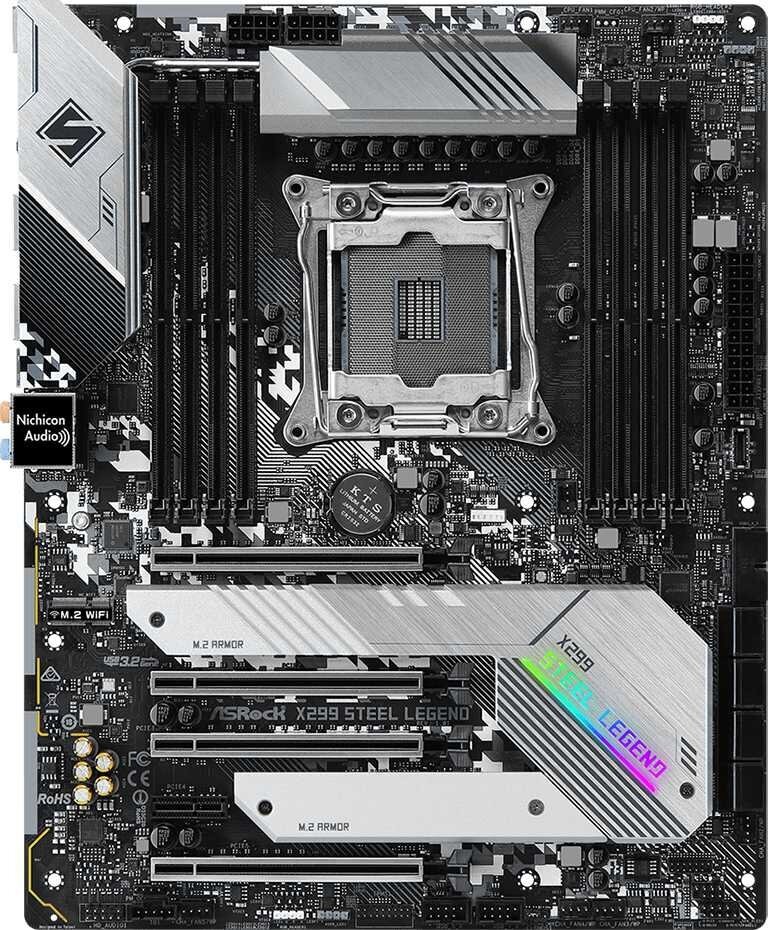 ASROCK Материнская плата Asrock X299 STEEL LEGEND Soc-2066 Intel X299 8xDDR4 ATX AC`97 8ch(7.1) 2xGgE RAID X299 STEEL LEGEND