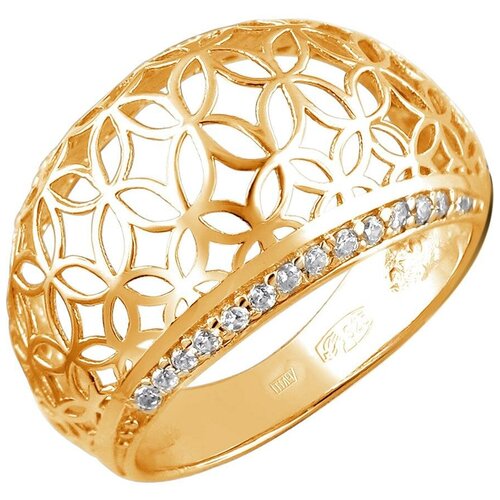 фото Эстет кольцо с 28 фианитами из серебра с позолотой 01к1511431а, размер 17.5