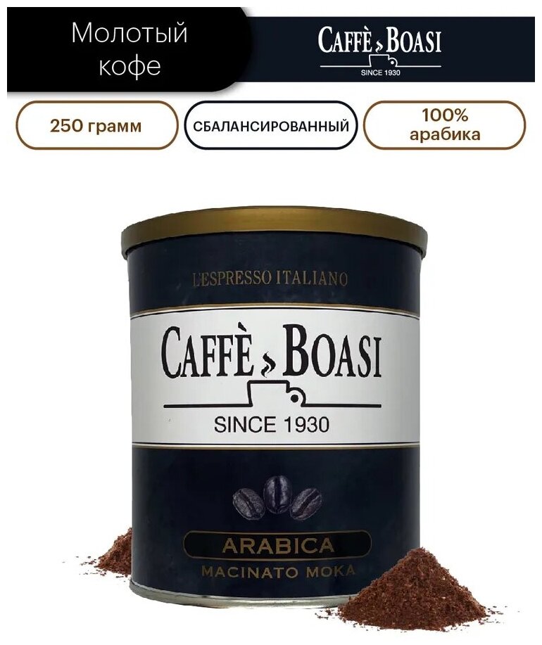 Кофе молотый Caffe Boasi "Latina MOKA 100% Arabica" 250 гр