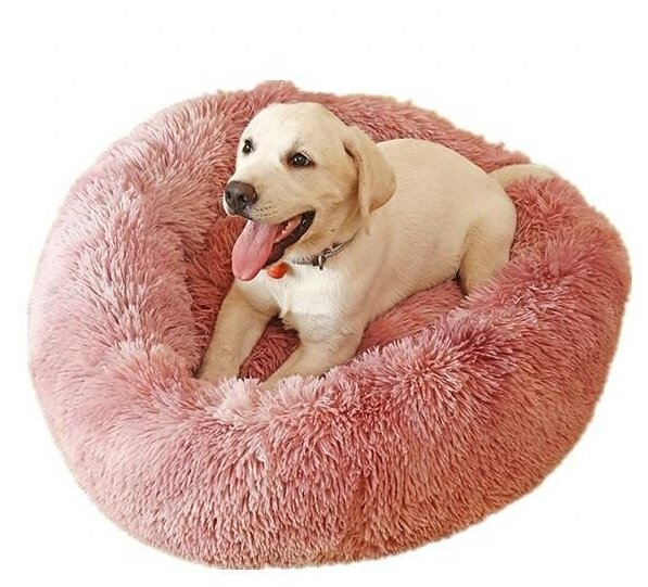 Лежанка для животных "Пончик" , нежно-розовый d-48см /лежанка для собак / лежанка для кошек/ лежанка с бортиками /кровать для кошек - фотография № 3