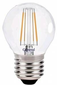 Светодиодная LED лампа шар нитевидный General Lighting P45 E27(е27) 7W (Вт) 4500K 640lm 360° 45x76 220V прозрачная filament GLDEN-G45S-7-230-E27-4500 648100