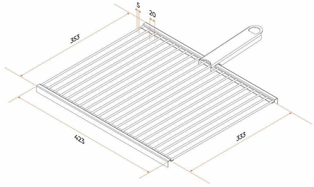 Решетка для барбекю Gratar РБ 102, 42.5х36х1.7 см
