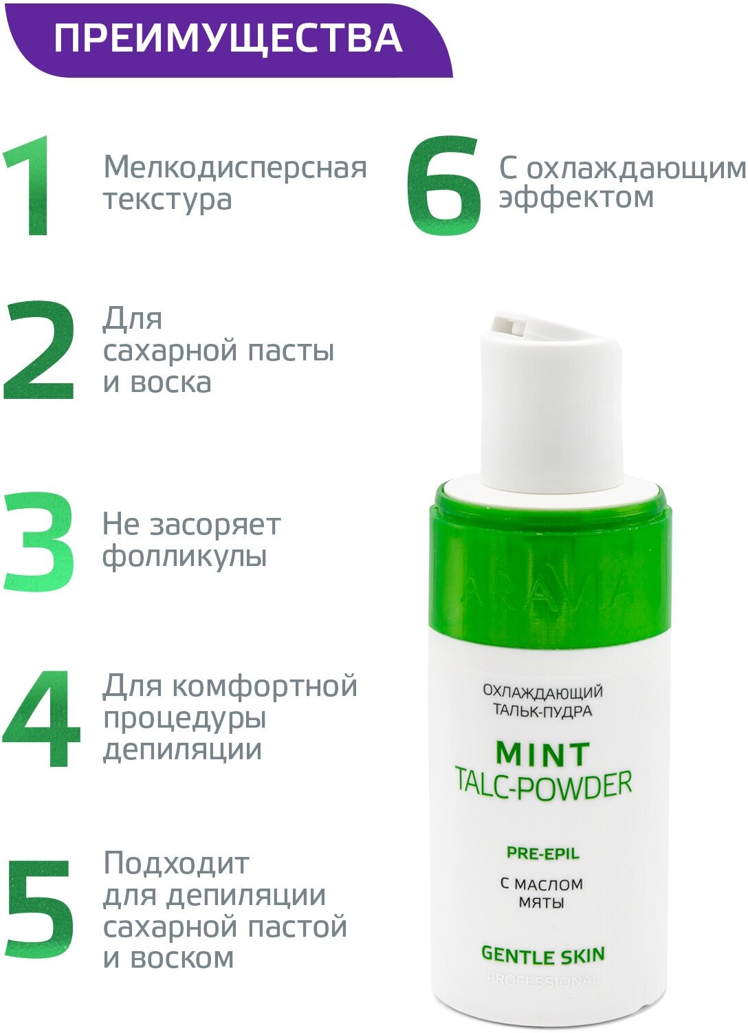 ARAVIA Тальк-пудра охлаждающий с маслом мяты Mint Talc-Powder, 150 мл