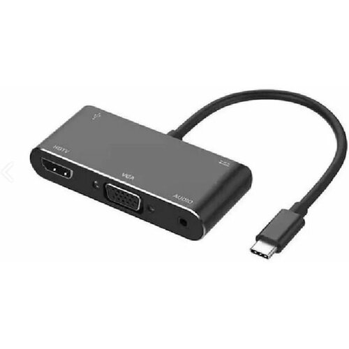 Разветвитель адаптер переходник концентратор Type-C HUB Хаб HDMI/VGA/Audio/USB 3.0 OTN-9573S черный хаб ginzzu gr 770ub type c 4xusb3 0 hdmi vga audio output