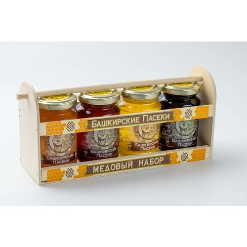 Подарок, сувенир мед набор Ларец 4х250 
