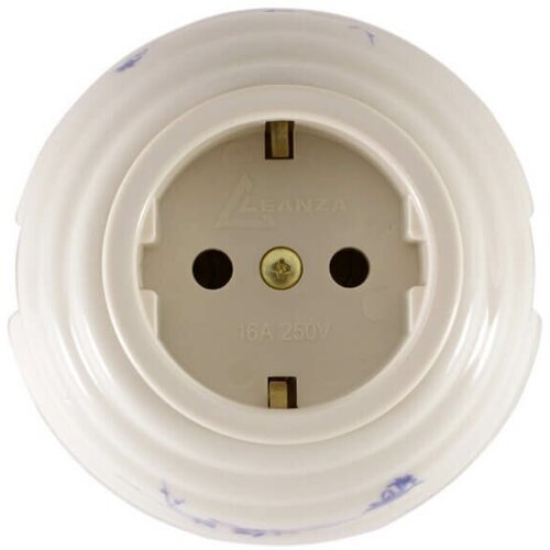 Розетка проходная с/з, цвет fiori viola (синие цветы), золотистая фурнитура, арт. РПВЗ-90