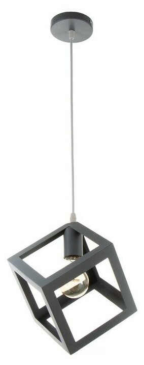 Светильник подвесной "Квадрат" 1x40Вт E27 серый 16х16х18-116 см