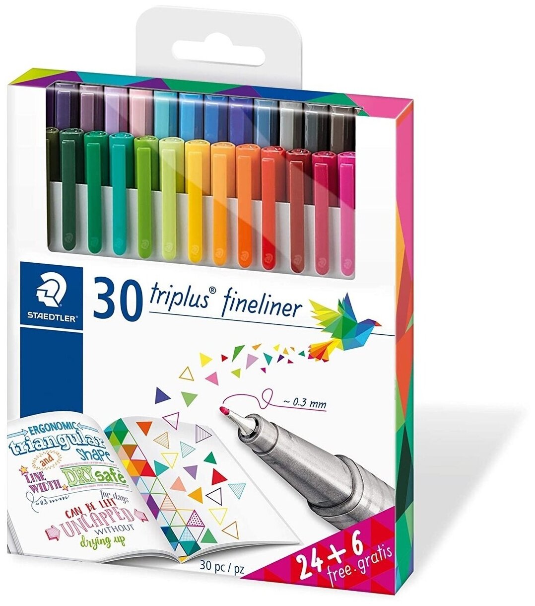 Staedtler Набор капиллярных ручек Triplus 334 Яркие цвета 30 шт