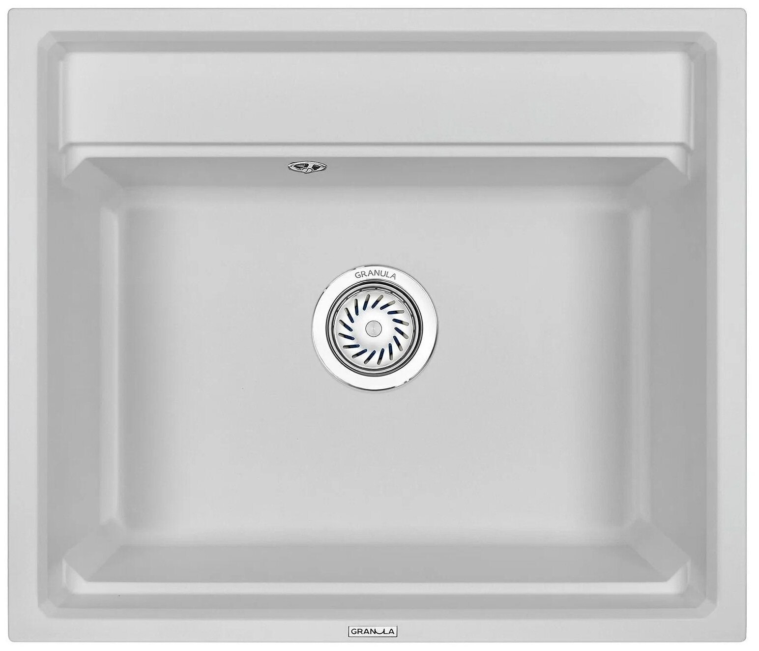 Кухонная мойка кварцевая Granula KS-6003 квадратная, китчен спейс, чаша 380x540, цвет арктик (6003wh) - фотография № 1