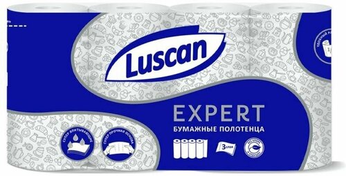 Полотенца бумажные Luscan Expert 3сл с тиснением и перф 4шт/уп.