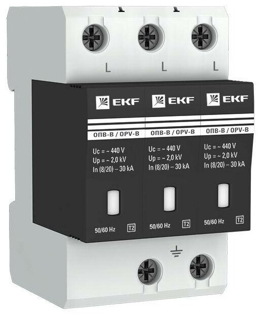 Ограничитель перенапряжения имп. ОПВ-В/3P In 30кА 400В EKF opv-b3
