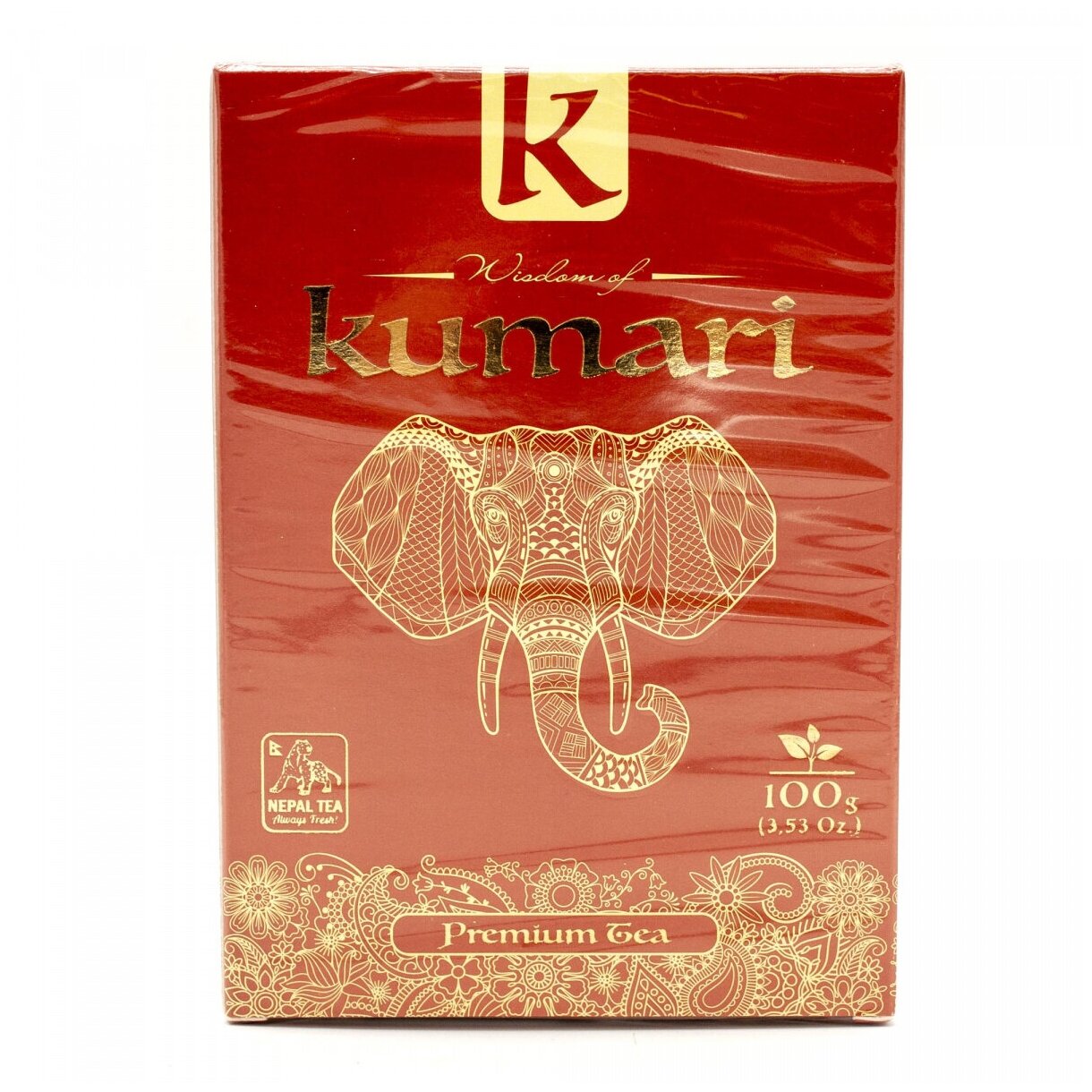 Чай Мудрость Кумари "Королевский" чёрный крупнолистовой OPA 100гр. Индия. в картонной упаковке.