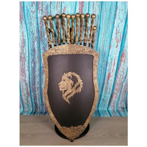подставка для шампуров щит геральдический лев Каминный набор Щит-подставка Лев на 10 шампуров Афон