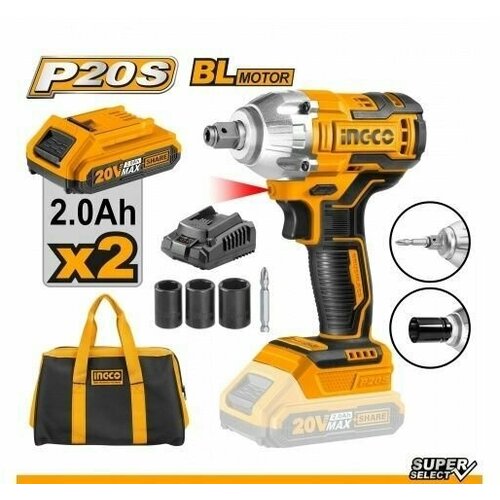 Гайковерт-импакт 20В 12х14 INGCO CIWLI20208 SUPER SELECT 1283000₽