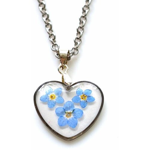 фото Кулон/подвеска сердце с незабудками ручной работы синичкина шкатулка