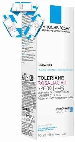 Уход для лица против покраснений для чувствительной кожи SPF30 Toleriane Rosaliac AR La Roche Posay/Ля рош позе туба 50мл