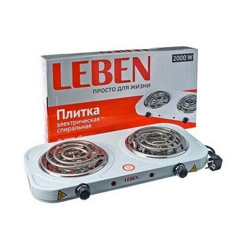Плита электрическая 2 комфорки 2000Вт Leben нагр эл спираль диаметр 140мм 450300₽
