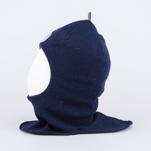 фото Шапка-шлем котофей зимняя, размер 54 (7-8 лет), белый, синий