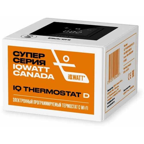 фото Электронный программируемый термостат iq thermostat d white wi-fi 00419 белый iqwatt