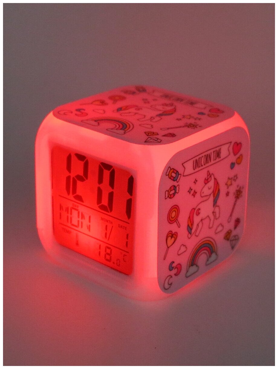 Часы-будильник Единорог с подсветкой №20 - фотография № 7