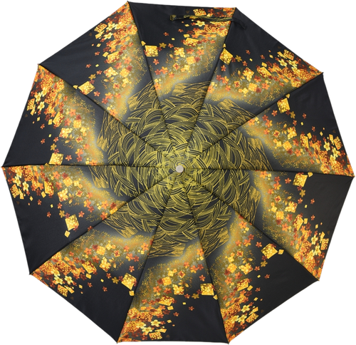 Зонт ZEST, полуавтомат, 3 сложения, купол 110 см, 10 спиц, для женщин, черный, золотой