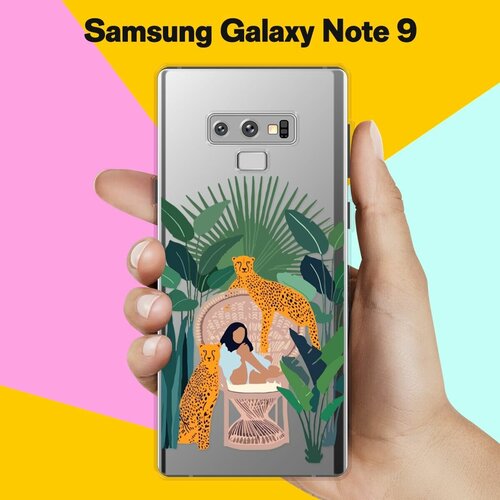 матовый чехол space stickers для samsung galaxy note 9 самсунг ноут 9 с 3d эффектом черный Силиконовый чехол на Samsung Galaxy Note 9 2 тигра / для Самсунг Галакси Ноут 9
