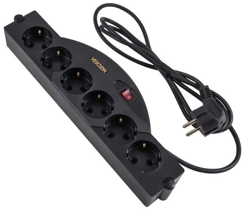 Фильтр сетевой VEKTOR SOFT SURGE PROTECTOR 6 роз. с/з 1.8м россия