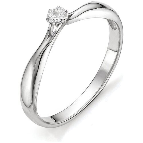 фото Алькор кольцо с бриллиантом из белого золота 12070-200, размер 17