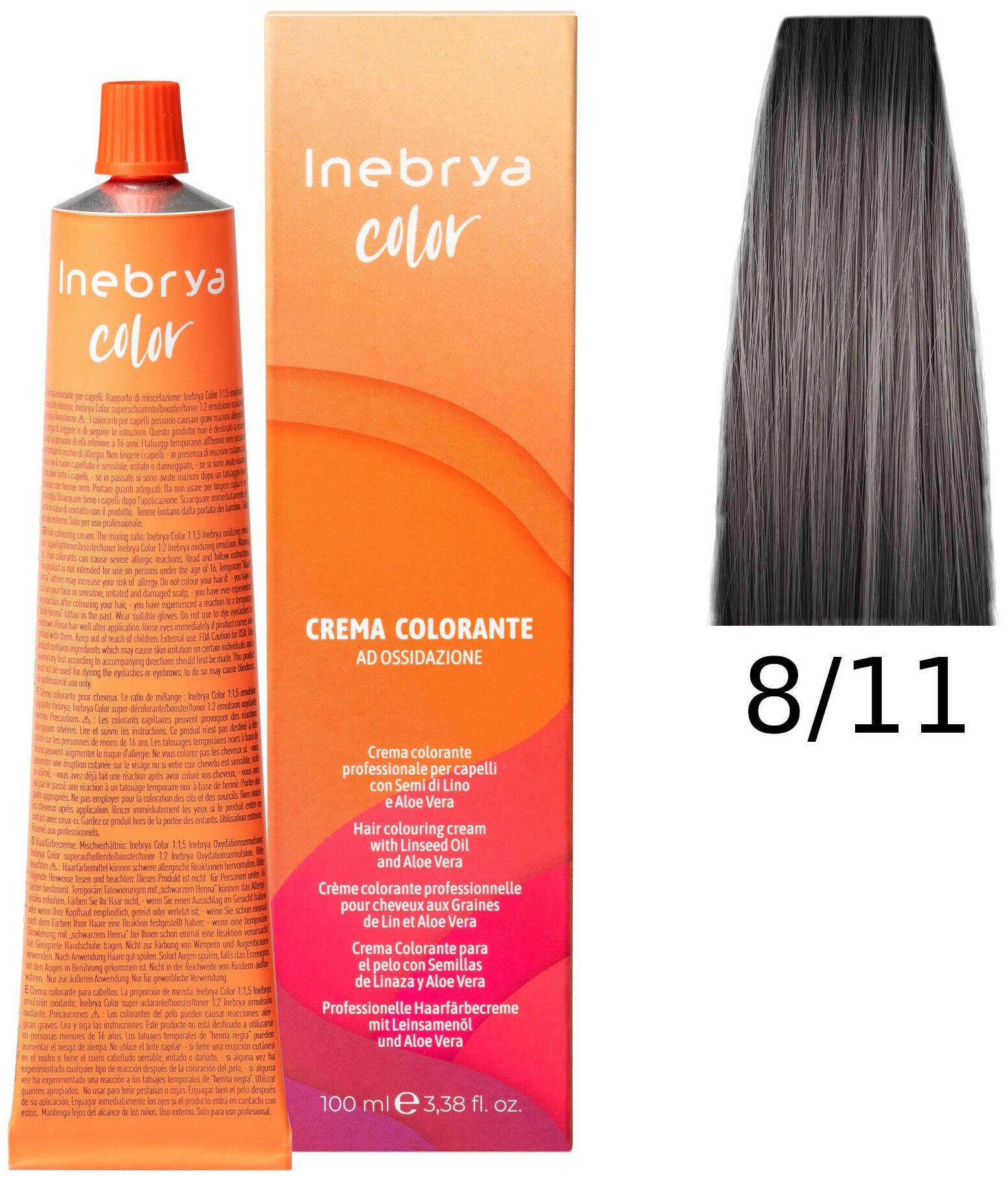 Крем-краска Inebrya Color Professional 8/11 Светлый блонд Насыщенный пепельный 100 мл