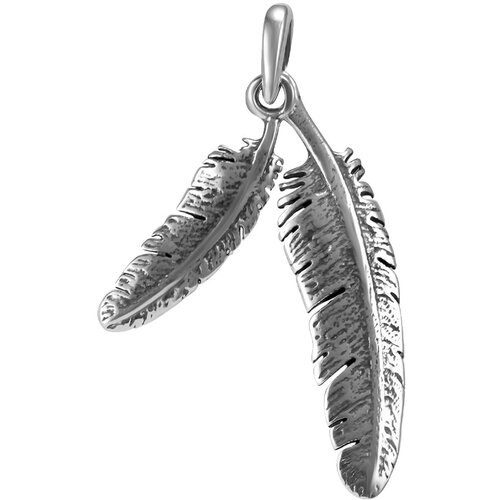 Подвеска Самородок Перья, серебро, 925 проба, чернение