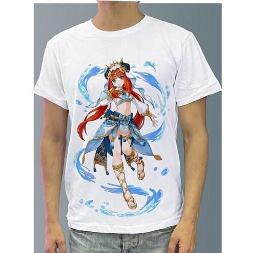 фото Футболка мужская белая из хлопка с dtf рисунком игра genshin impact - 875 будь на стиле