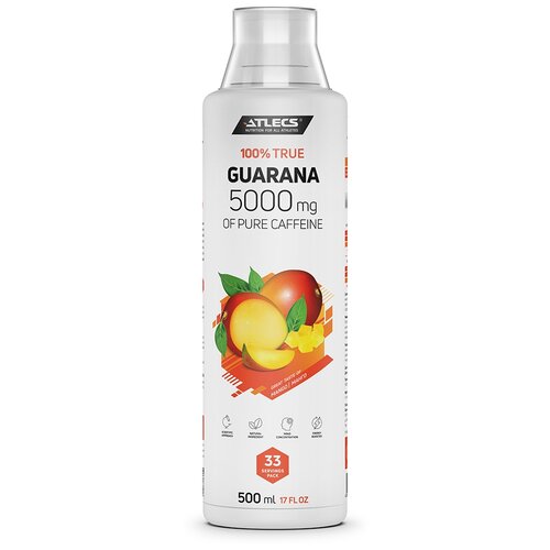 Atlecs Guarana 500 мг без сахара, манго 500 мл, 33 порций