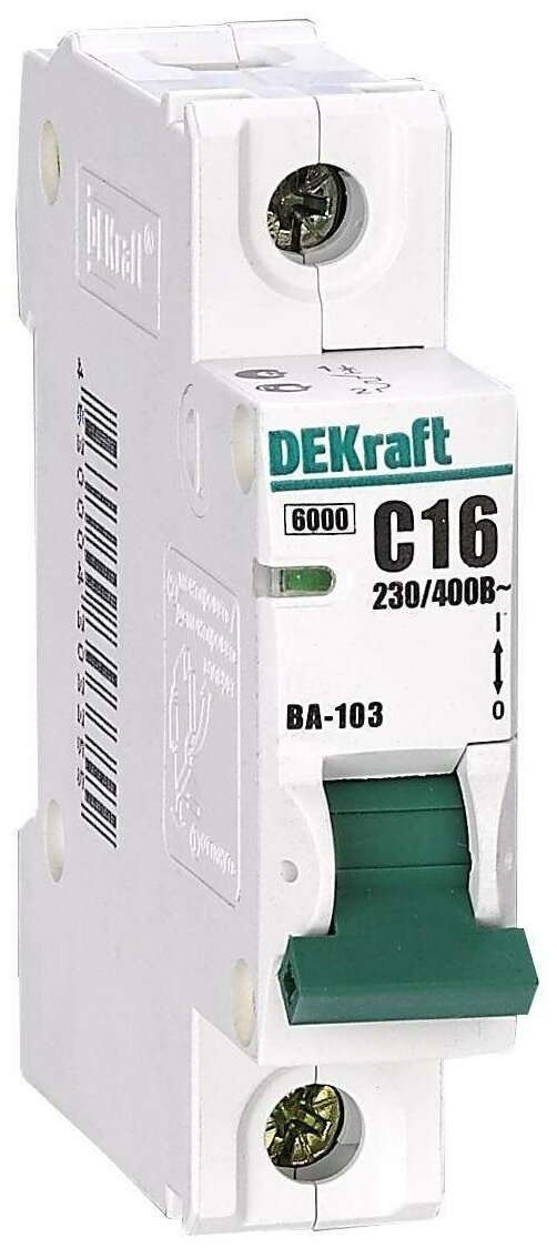 DEKraft Автоматический выключатель 1Р 16А х-ка C ВА-103 6кА