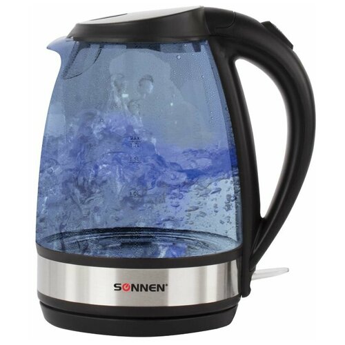 Чайник электрический 17 л 2200 Вт закрытый нагревательный элемент стекло подсветка черный 299000₽