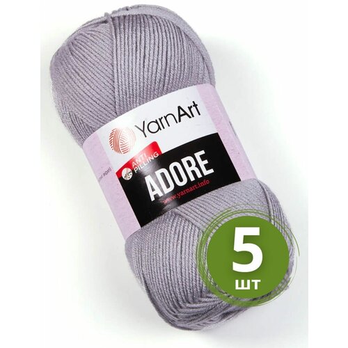 Пряжа YarnArt Adore (Адоре) - 5 мотков 346 серый, 100% акрил антипиллинг, 100 г 280 м