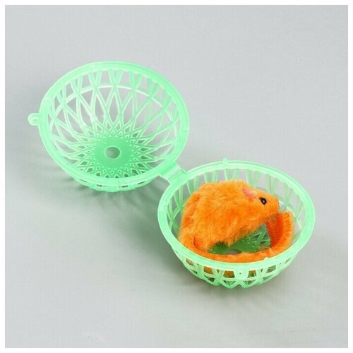 Мышь в пластиковом шаре, 7 х 5 см, зелёный шар/оранжевая мышь (1 шт.)