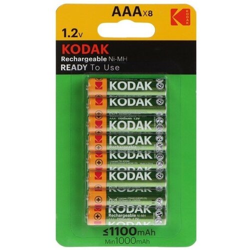 Аккумулятор Kodak, Ni-Mh, AAA, HR03-8BL, 1.2В, 1100 мАч, блистер, 8 шт.