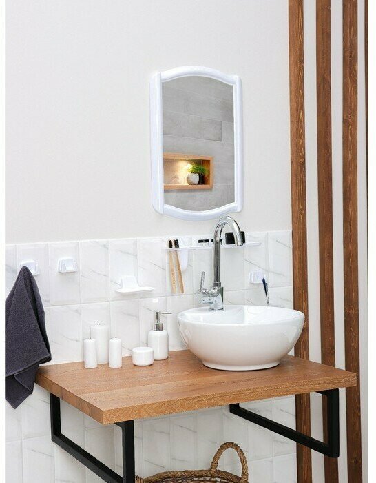 Набор для ванной комнаты, цвет белый - фотография № 15