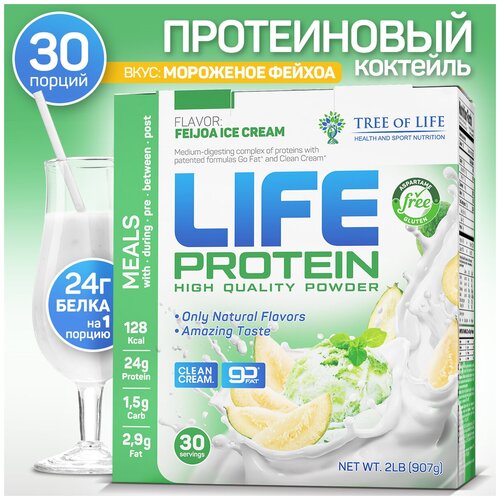 фото Многокомпонентный протеин life protein 2lb (907 гр) со вкусом мороженое фейхоа 30 порций tree of life