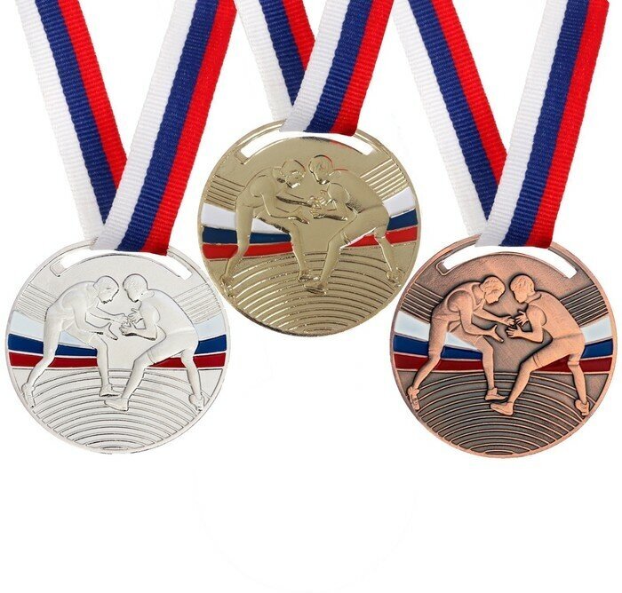 Командор Медаль тематическая «Борьба», серебро, d=5 см