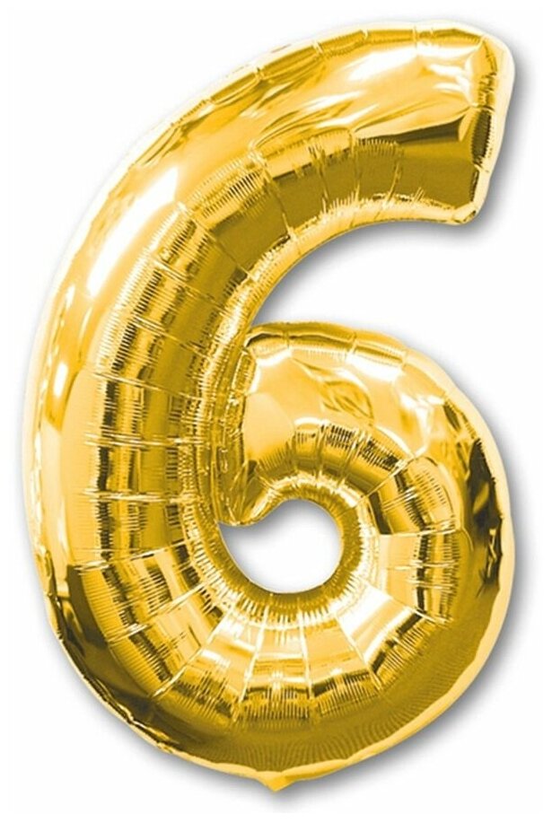 Воздушный шар фольгированный Anagram Цифра 6, золотой, 86 см